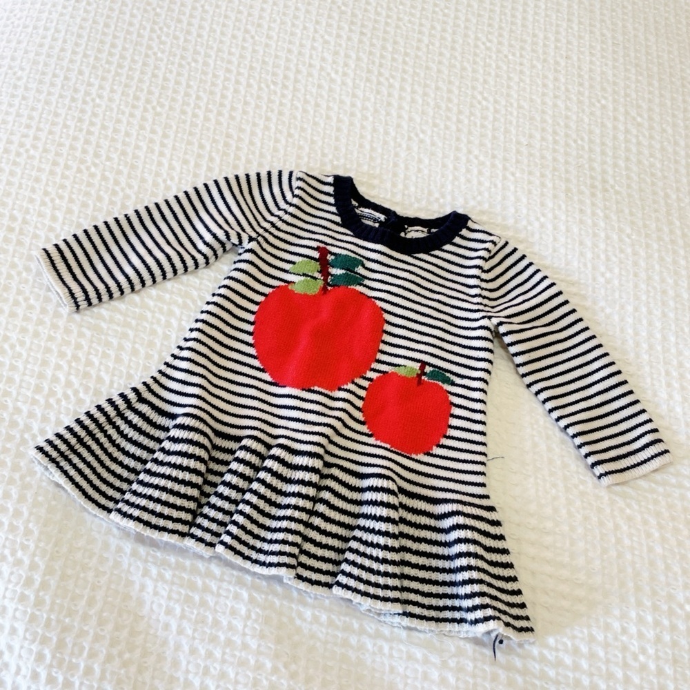 Baby Gap Striped Apple Knit Sweater Dress – Size 6–12 Months